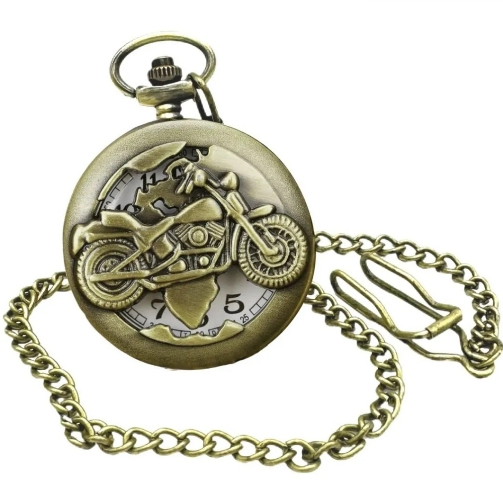NEW 79003 Invicta Bronze and White Vintage-Inspired Motorcycle Pocket Watch